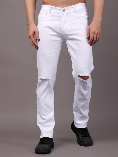 men white slash knee mid rise full length jeans - 21980964 - Very Small Image - 1