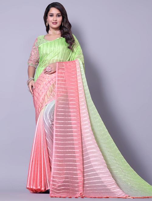women ombre printed embellished saree with blouse - 21982173 - Very Small Image - 1