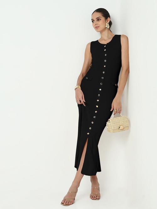 women black solid sleeveless bodycon dress - 21982963 - Very Small Image - 1