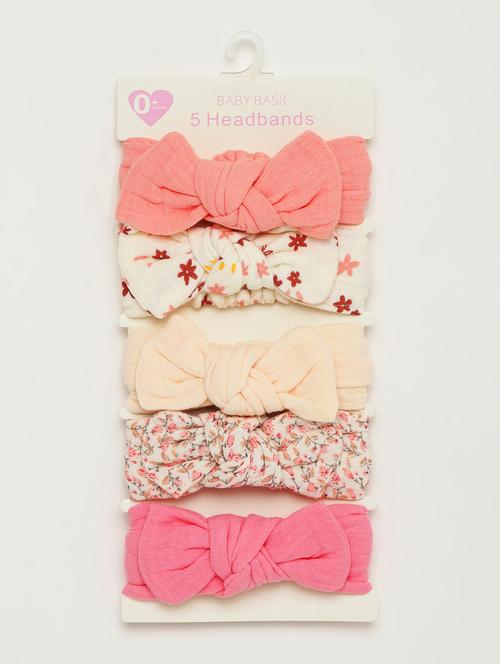 girls pack of 5 multi color bow hairbands - 21985251 - Very Small Image - 1