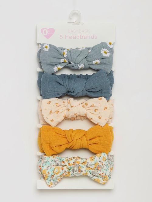 girls pack of 5 multi color bow hairbands - 21985252 - Very Small Image - 1