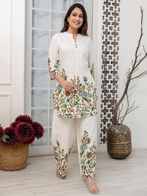 women floral three quarter sleeve ethnic co-ord set - 21987071 - Very Small Image - 1