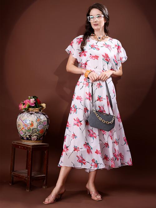 women floral print flared sleeve fit & flare dress - 21988877 - Very Small Image - 1