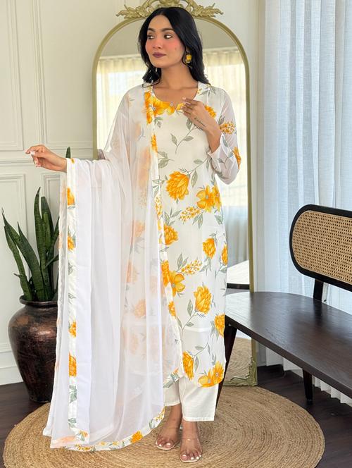 women floral long sleeve kurta pant with dupatta set - 21989864 - Very Small Image - 1