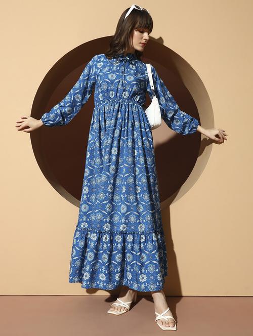 women printed puff sleeve tiered maxi dress - 21996412 - Very Small Image - 1