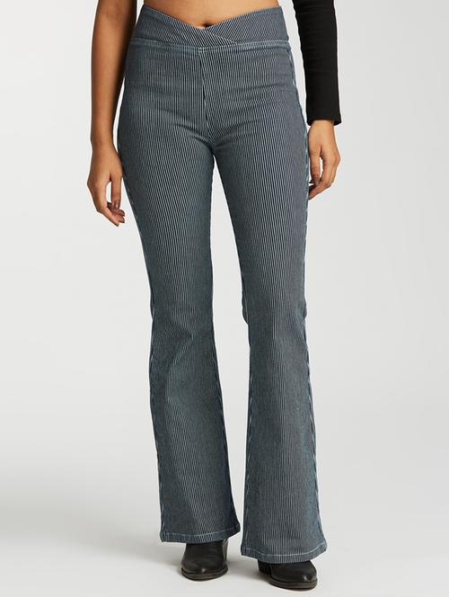 women striped high rise bootcut jegging - 21997892 - Very Small Image - 1