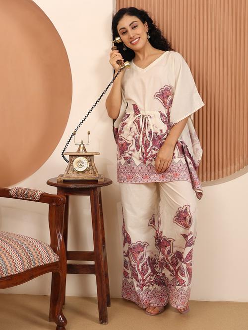 women floral printed kimono sleeve ethnic co-ord set - 21998257 - Very Small Image - 1