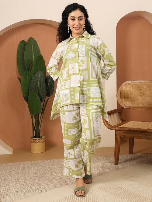 women printed three quarter sleeve ethnic co-ord set - 21998258 - Very Small Image - 1
