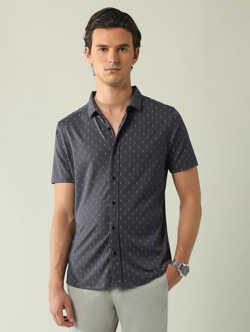 men printed short sleeve regular fit casual shirt - 21998491 - Very Small Image - 1