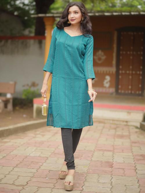 women self design three quarter sleeve straight kurta - 21999967 - Very Small Image - 1