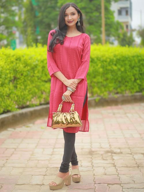 women self design three quarter sleeve straight kurta - 21999977 - Very Small Image - 1