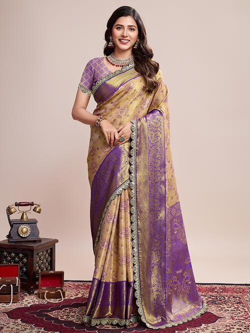 women self design kanjivaram saree with blouse - 21999989 - Very Small Image - 1