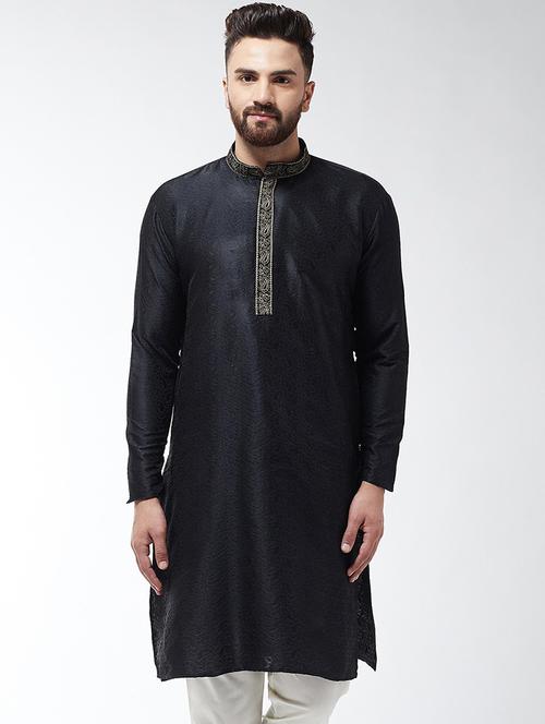 men solid mandarin collar long sleeve kurta - 22001077 - Very Small Image - 1