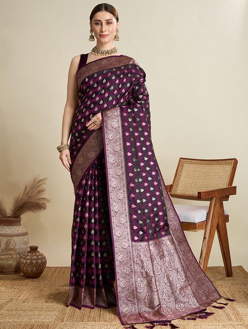 women self design banarasi saree with blouse - 22001371 - Very Small Image - 1