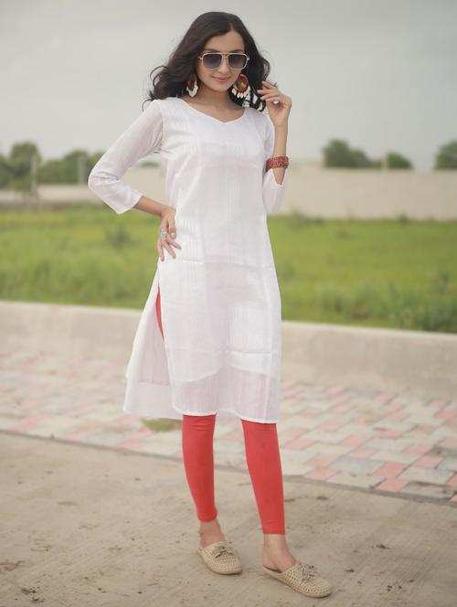 women self design three quarter sleeve straight kurta - 22003724 - Very Small Image - 1