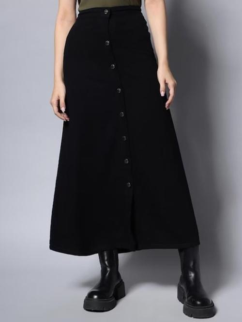 women solid high rise denim a-line skirt - 22004891 - Very Small Image - 1