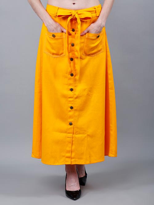 women solid mid rise a-line skirt - 22004899 - Very Small Image - 1