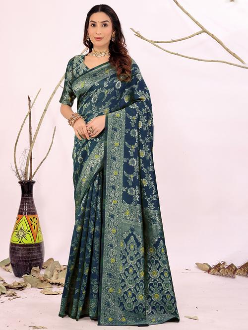 women self design banarasi saree with blouse - 22006969 - Very Small Image - 1