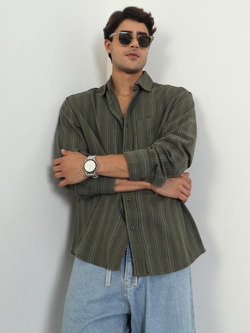 men striped long sleeve oversized casual shirt - 22007776 - Very Small Image - 1