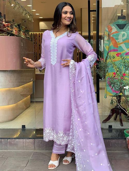 women embroidered three quarter sleeve kurta pant with dupatta set - 22011184 - Very Small Image - 1