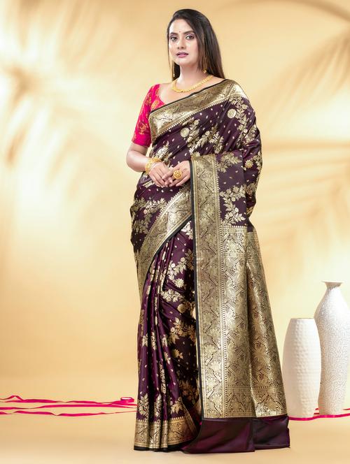 women self design banarasi saree with blouse - 22011342 - Very Small Image - 1