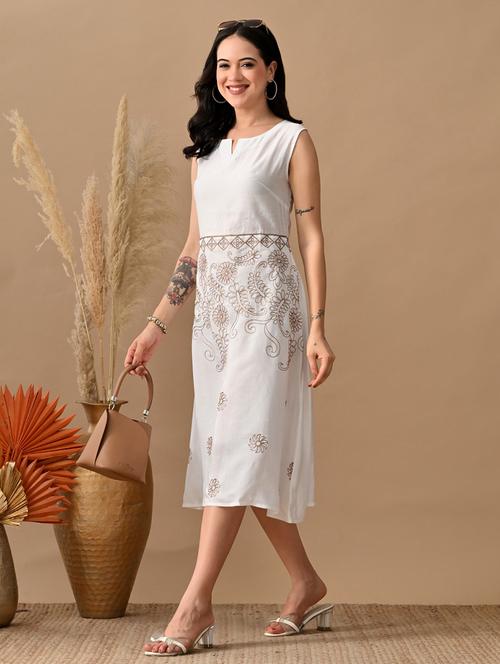 women embroidered sleeveless a-line dress - 22017611 - Very Small Image - 1