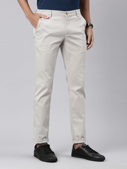 men solid mid rise flat front casual chinos - 22020171 - Very Small Image - 1