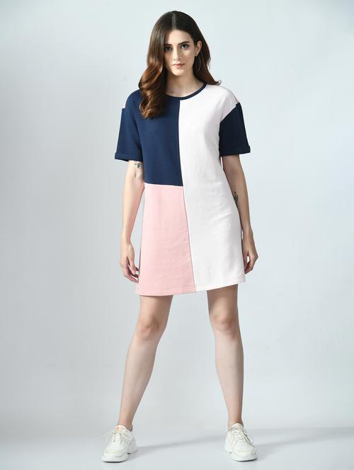women color blocked short sleeve dress - 22028729 - Very Small Image - 1