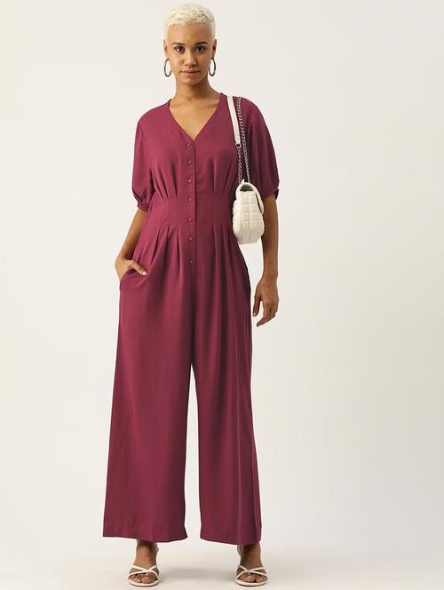 women solid short sleeve jumpsuit - 22028923 - Very Small Image - 1