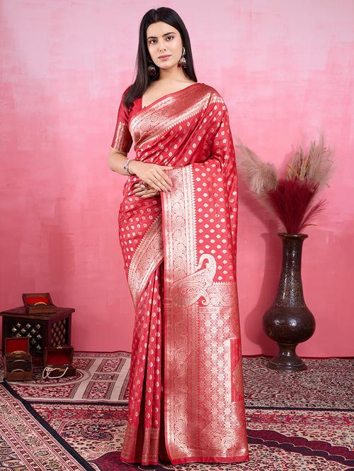 women self design banarasi saree with blouse - 22030056 - Very Small Image - 1