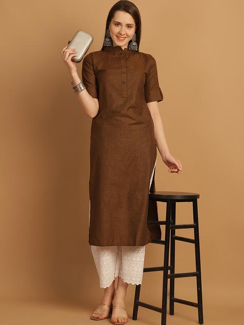 women self design roll up sleeve straight kurta - 22033476 - Very Small Image - 1