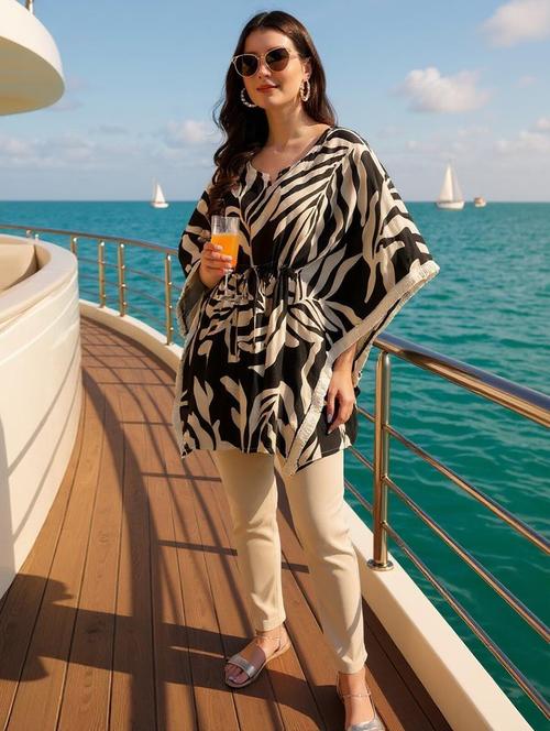 women printed kimono sleeve kaftan tunic - 22035104 - Very Small Image - 1