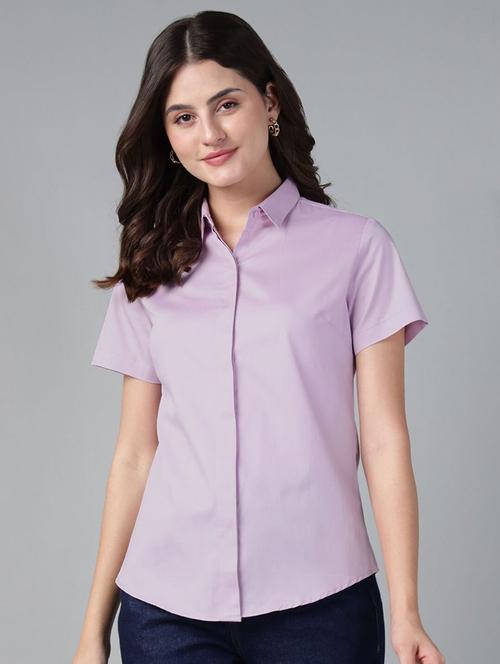 women solid collared short sleeve shirt - 22038513 - Very Small Image - 1