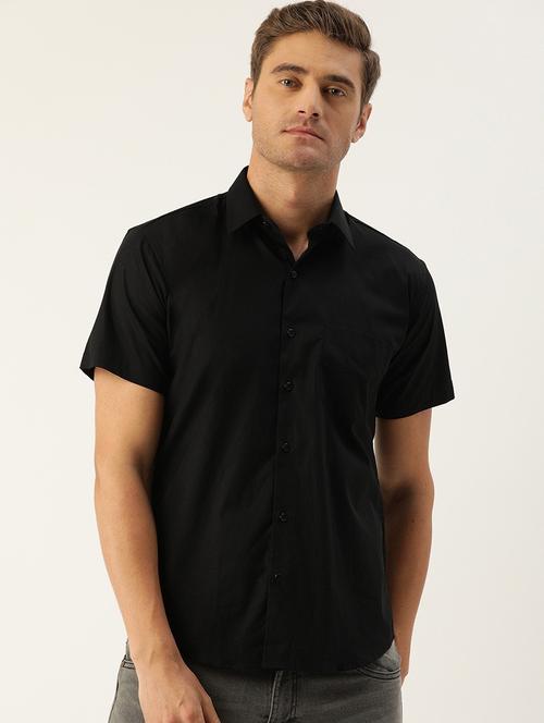 men solid collared short sleeve regular fit shirt - 22038896 - Very Small Image - 1