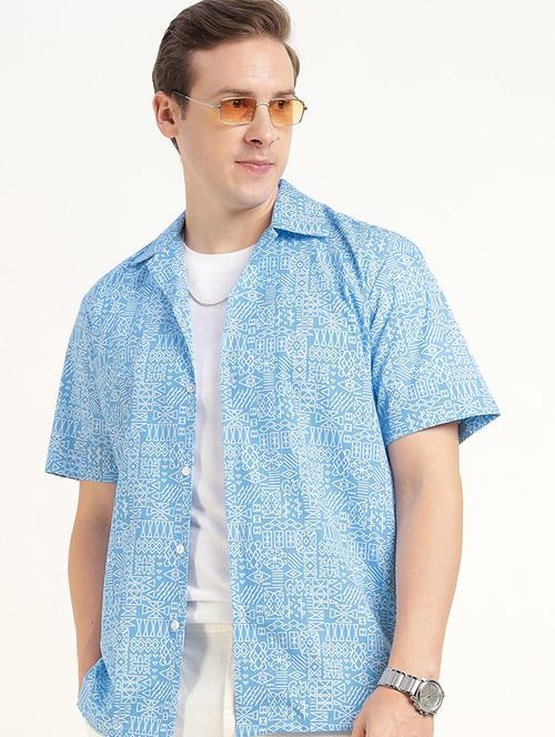 men printed cuban collared short sleeve shirt - 22039009 - Very Small Image - 1