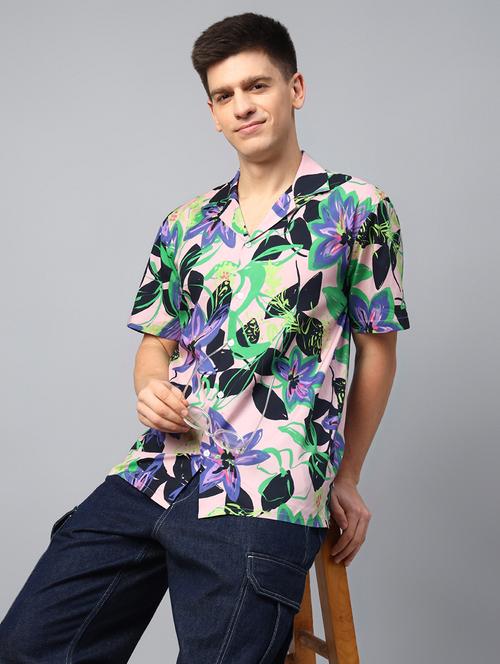men printed cuban collared short sleeve shirt - 22039016 - Very Small Image - 1