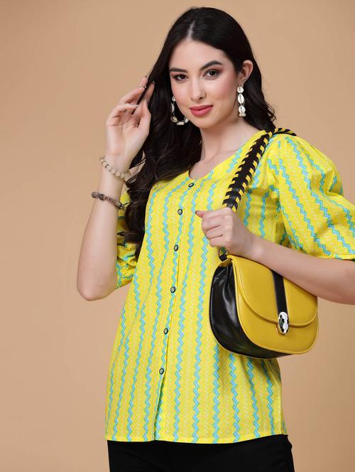 women printed puff sleeve regular top - 22039816 - Very Small Image - 1