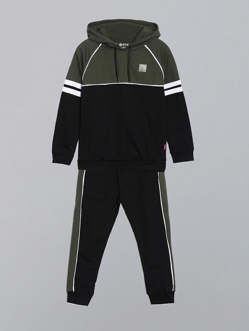 boys color blocked hooded full length co-ord set - 22041020 - Very Small Image - 1