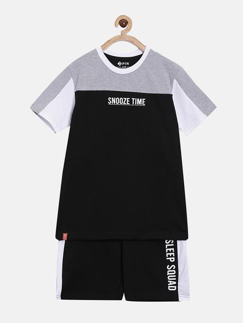 boys color blocked t-shirt and shorts co-ord set - 22041038 - Very Small Image - 1