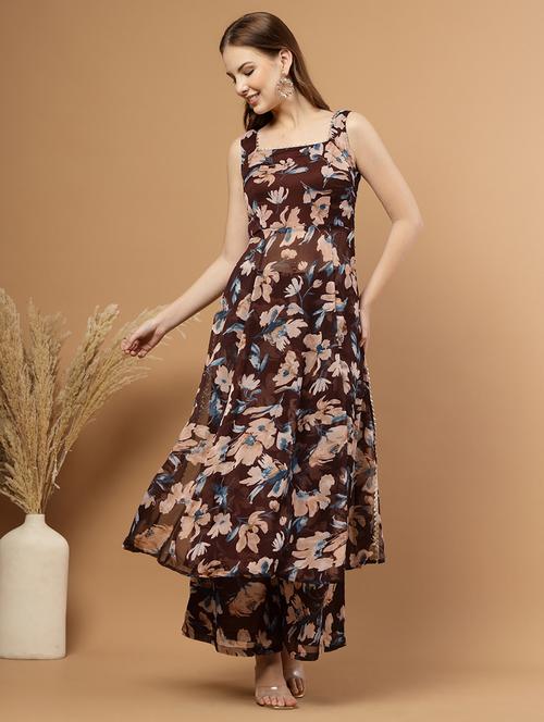 women floral print sleeveless ethnic co-ord set - 22051874 - Very Small Image - 1