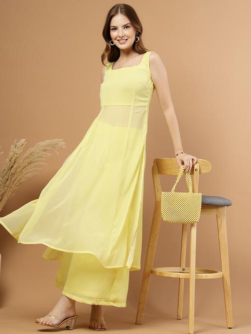 women solid sleeveless ethnic co-ord set - 22051876 - Very Small Image - 1