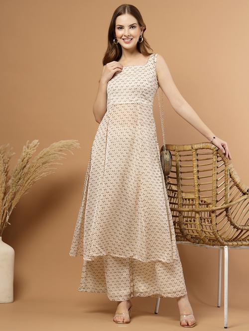 women printed sleeveless ethnic co-ord set - 22051877 - Very Small Image - 1