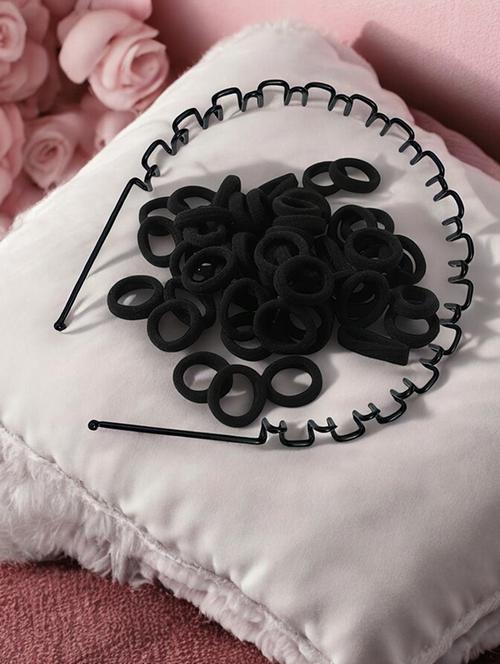 set of black bubberbands and 1 spiral hairband - 22052056 - Very Small Image - 1