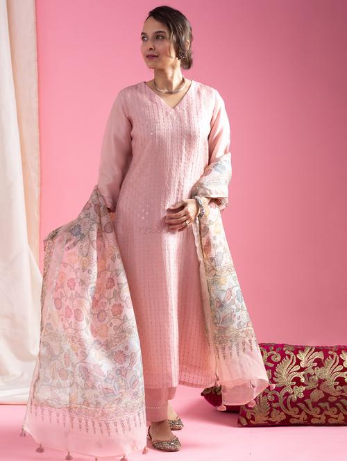 women three quarter sleeve kurta pant with dupatta set - 22057696 - Very Small Image - 1