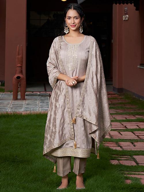 women three quarter sleeve kurta pant with dupatta set - 22057703 - Very Small Image - 1