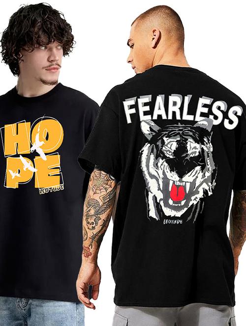men pack of 2 printed short sleeve oversized fit t-shirt - 22059361 - Very Small Image - 1