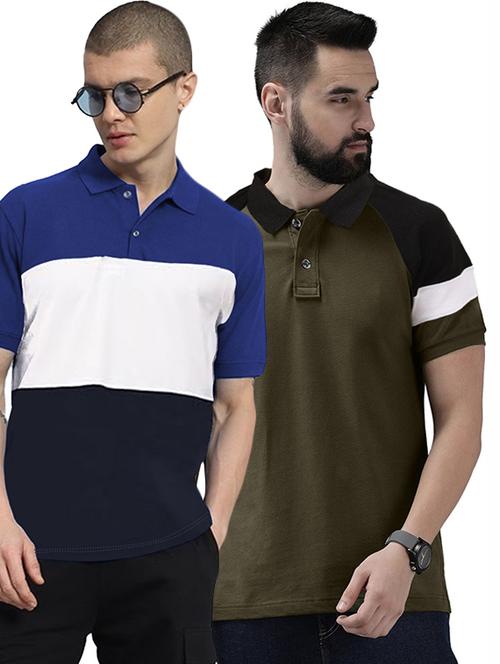 men pack of 2 printed short sleeve regular fit polo t-shirt - 22059421 - Very Small Image - 1