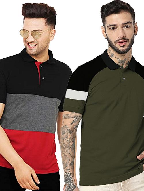 men pack of 2 printed short sleeve regular fit polo t-shirt - 22059426 - Very Small Image - 1