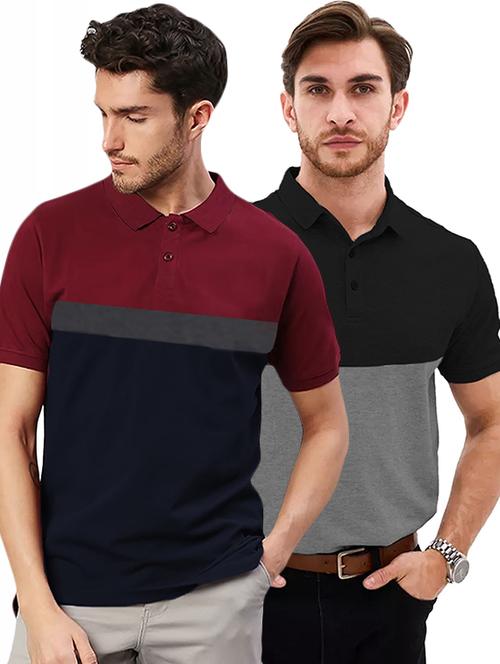 men pack of 2 printed short sleeve regular fit polo t-shirt - 22059436 - Very Small Image - 1