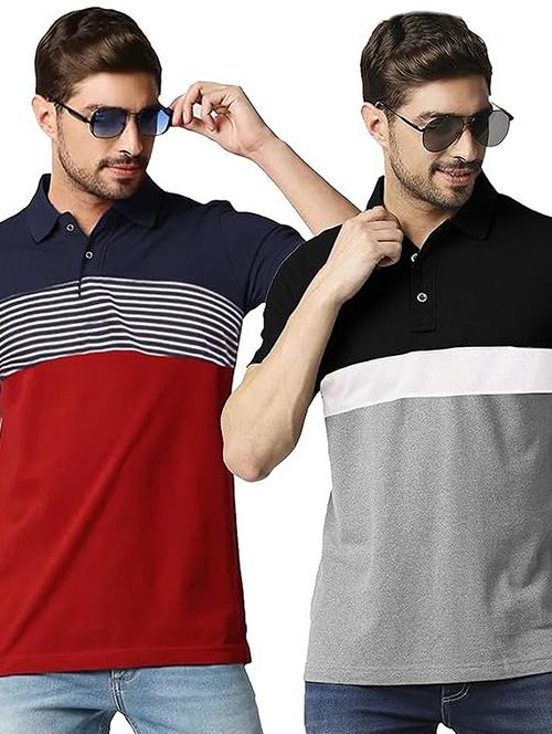 men pack of 2 printed short sleeve regular fit polo t-shirt - 22059467 - Very Small Image - 1